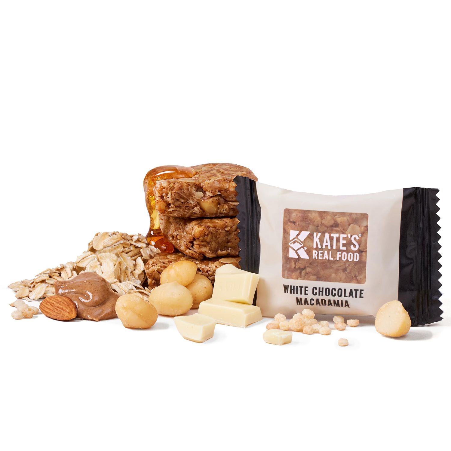 Kates Real Food Organic White-Chocolate Macadamia Mini Snack Bars, Gluten-Free &amp; Soy-Free Snack Made with Non-GMO, All-Natural Ingredients and Natural Flavors, (Pack Size)