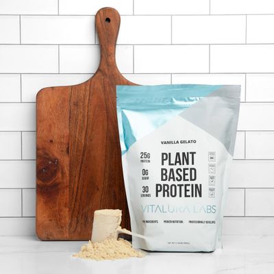 Vitalura Labs Plant-Based Protein Powder - 25g of Protein Per Serving from Pea, Rice &amp; Pumpkin - NSF Content Certified - Vanilla Gelato Flavored - 30 Servings