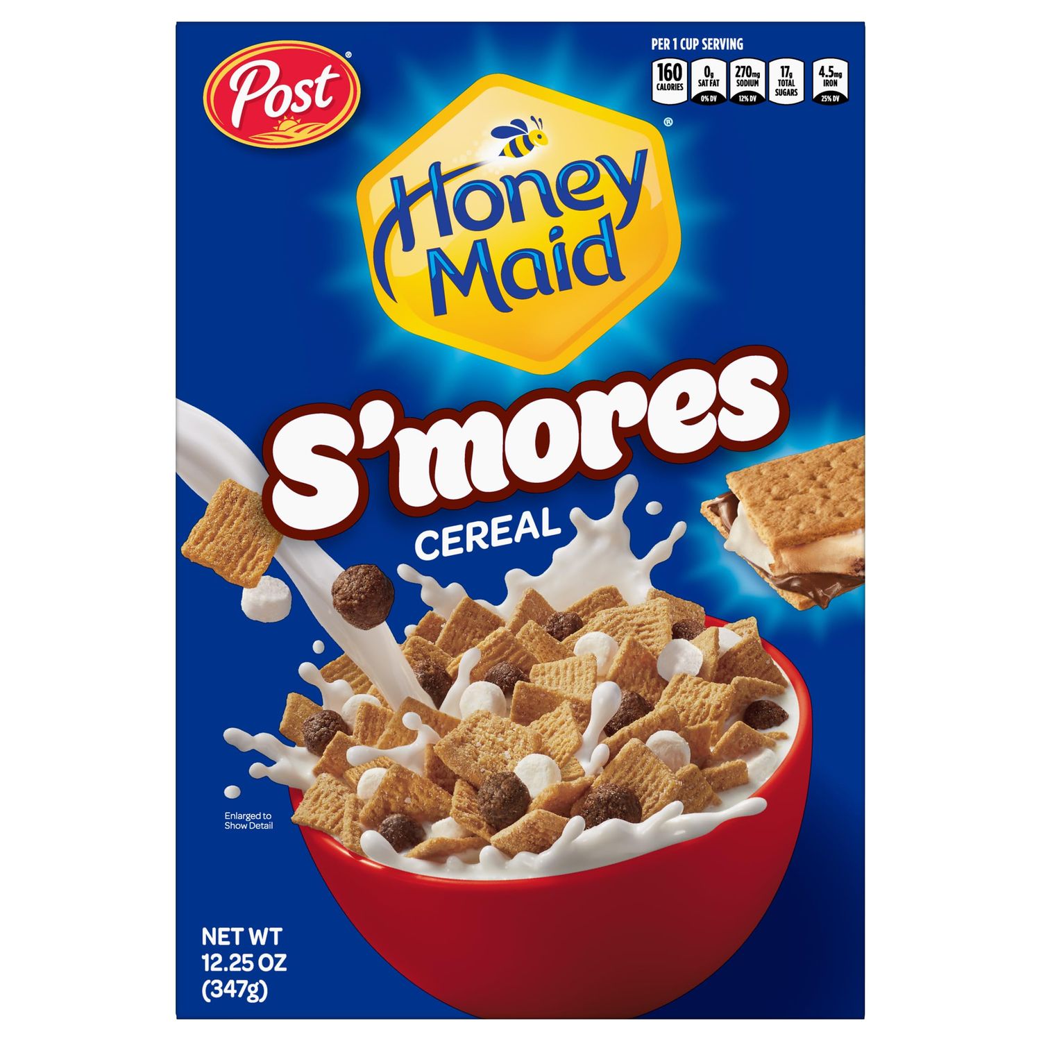 Post Honey Maid S&#39;mores Breakfast Cereal, Sweetened Corn and Wheat Cereal, Breakfast Snacks 12.25 oz