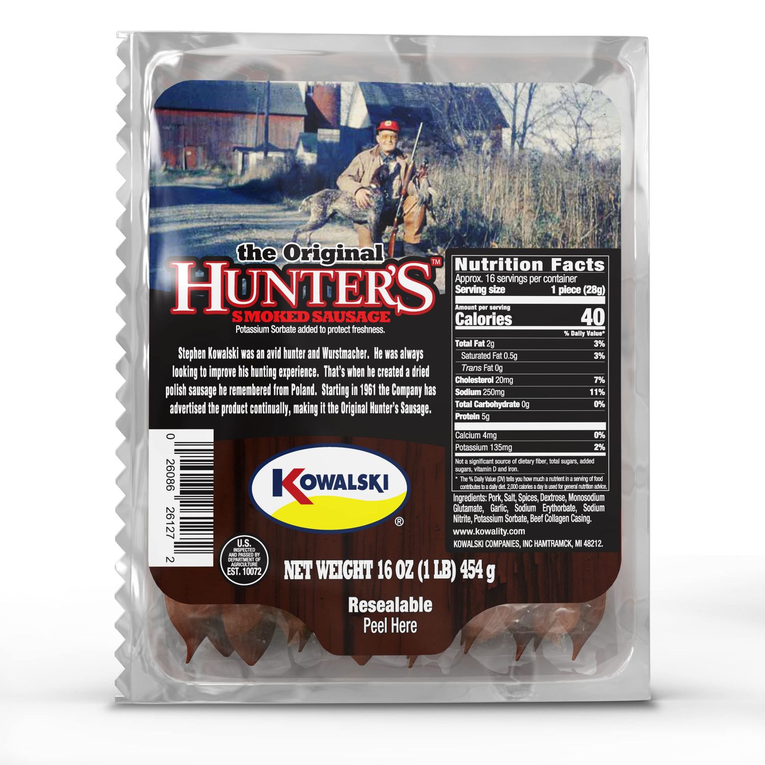 Kowalski Original Hunters Smoked Sausage 16 oz (Pack of 1)