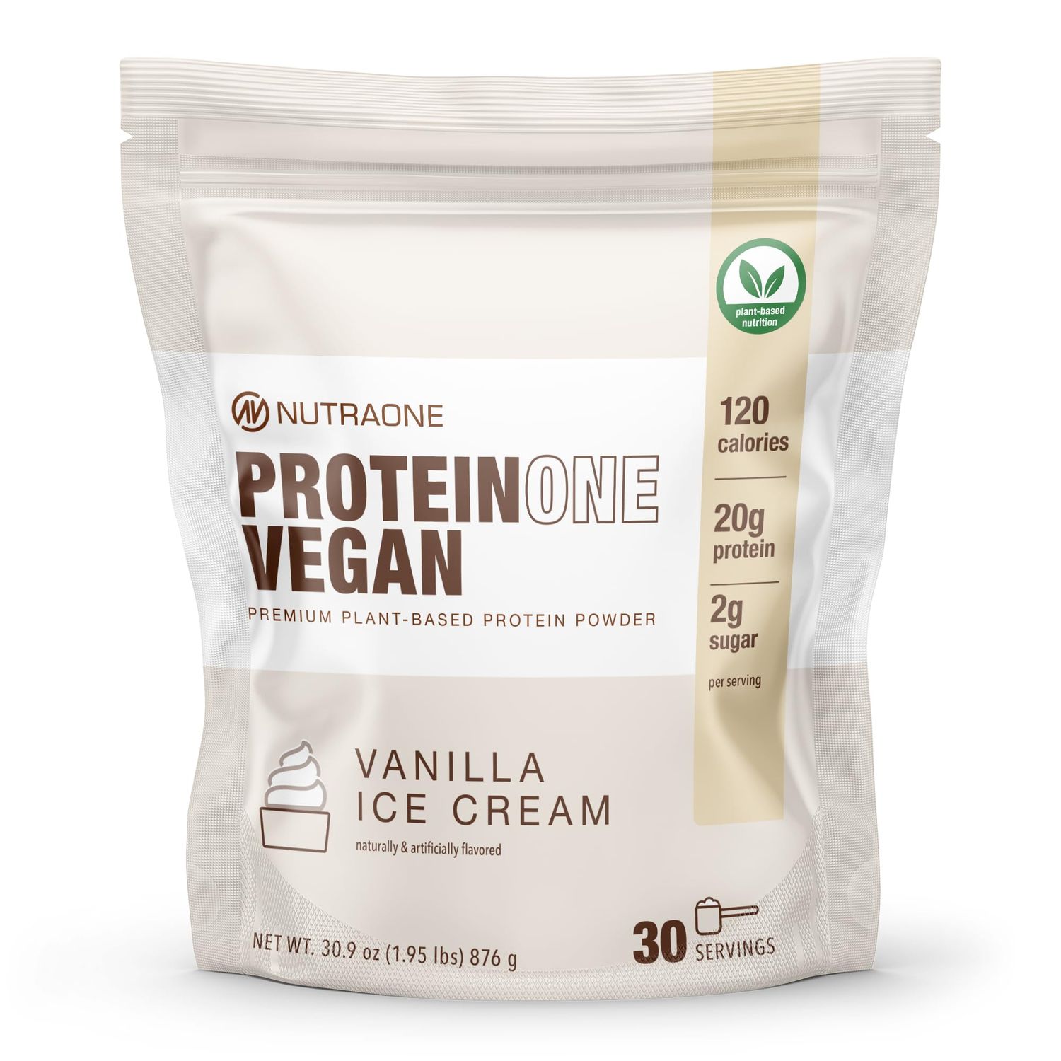 NutraOne ProteinOne Vegan Plant-Based Protein Powder Vegan Protein Powder, Dairy-Free, Pea and Rice Protein Powder (Vanilla Ice Cream)