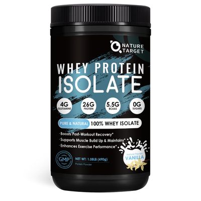 NATURE TARGET Vanilla Protein Powder, Whey Protein Isolate, 26G Protein, 0 Sugar, Keto Friendly, Whey Protein Powder for Women &amp; Men, 1.08LB, 15 Servings