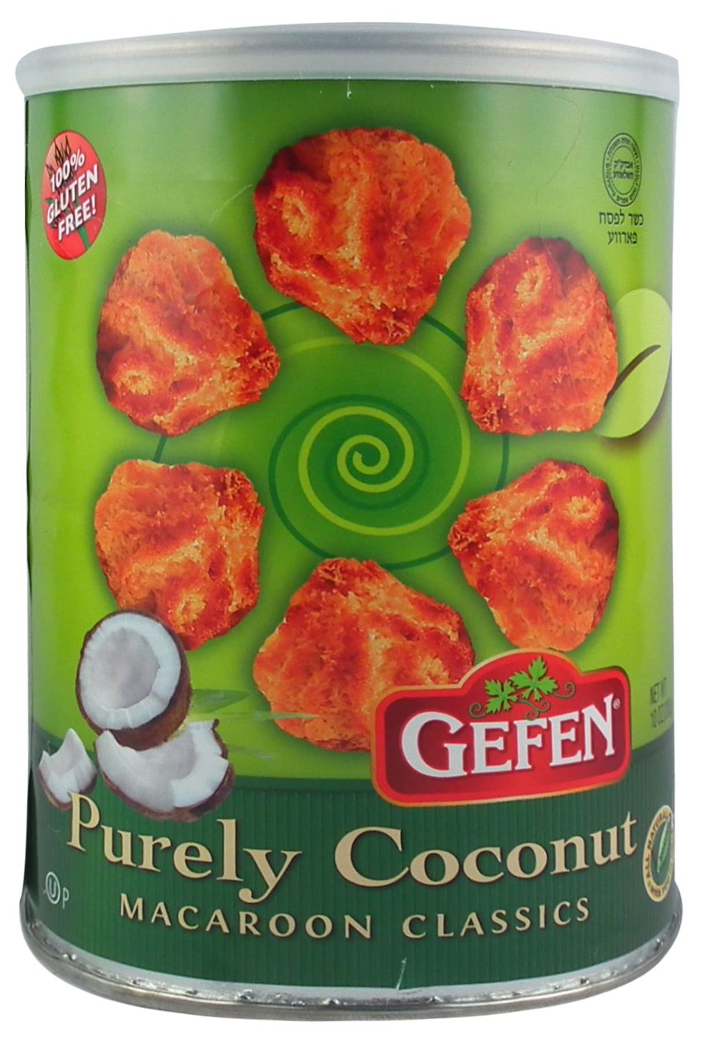 Gefen Coconut Macaroons, 10 Ounce (2 Pack)  Resealable Canister, Certified Gluten Free, Kosher for Passover
