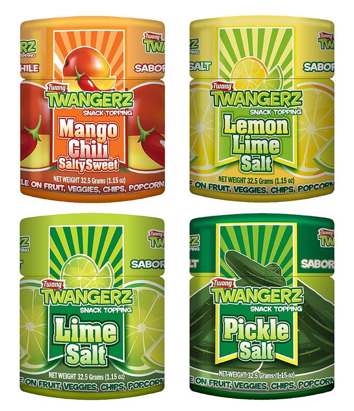 Twang Twangerz Flavored Salt Snack Topping - Lime, Lemon Lime, Mango Chili &amp; Dill Pickle (Assorted, 4 Pack)