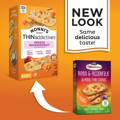 Nonni's THINaddictives Almond Thin Cookies - 3 Boxes Papaya &amp; Passionfruit Almond Cookie Thins - Biscotti Italian Cookies - Biscotti Individually Wrapped Cookies - Kosher Coffee Cookies - 4.4 oz
