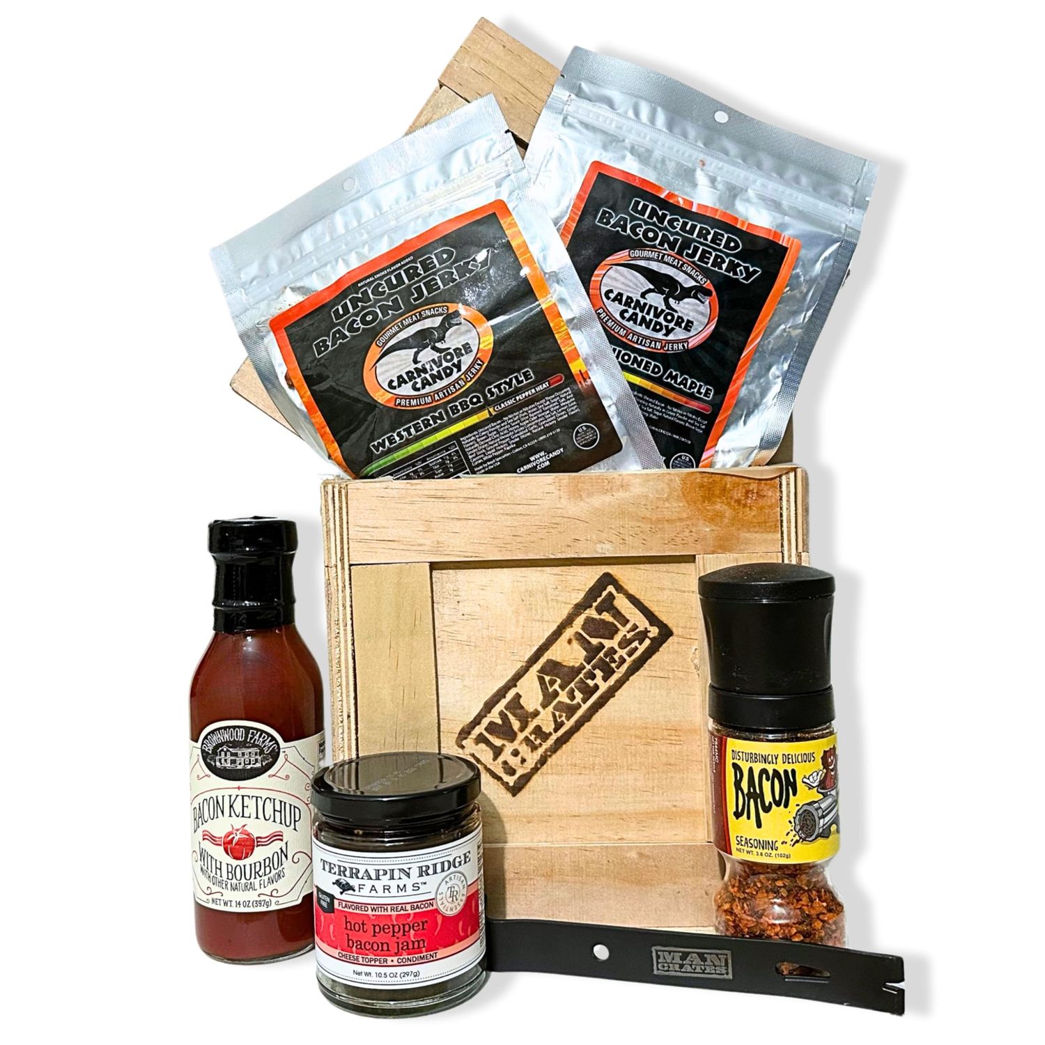 Bacon Crate - Includes 5 Awesome Bacon-Flavored Snacks Like Maple Bacon Jerky, Bacon Seasoning and More - Great Gifts for Men