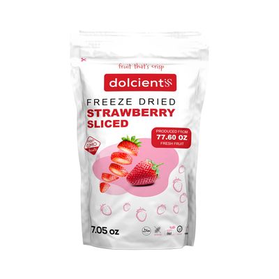 Dolcientis Freeze Dried Strawberries Sliced  100% Natural Healty Fruit Snacks  Emergency Food Supply 25 Year Shelf Life  Non GMO, Kosher, Gluten free, Vegan, No Sugar Added, 7.05 oz, 20 Servings