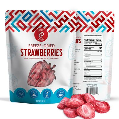 Crispy Craze Freeze Dried Strawberries Bulk, 6 Oz - Sliced Strawberry Fruit Crisps, Non GMO, Healthy Snack with No Added Sugar &amp; Additives, 100% Natural Freeze Dried Fruit