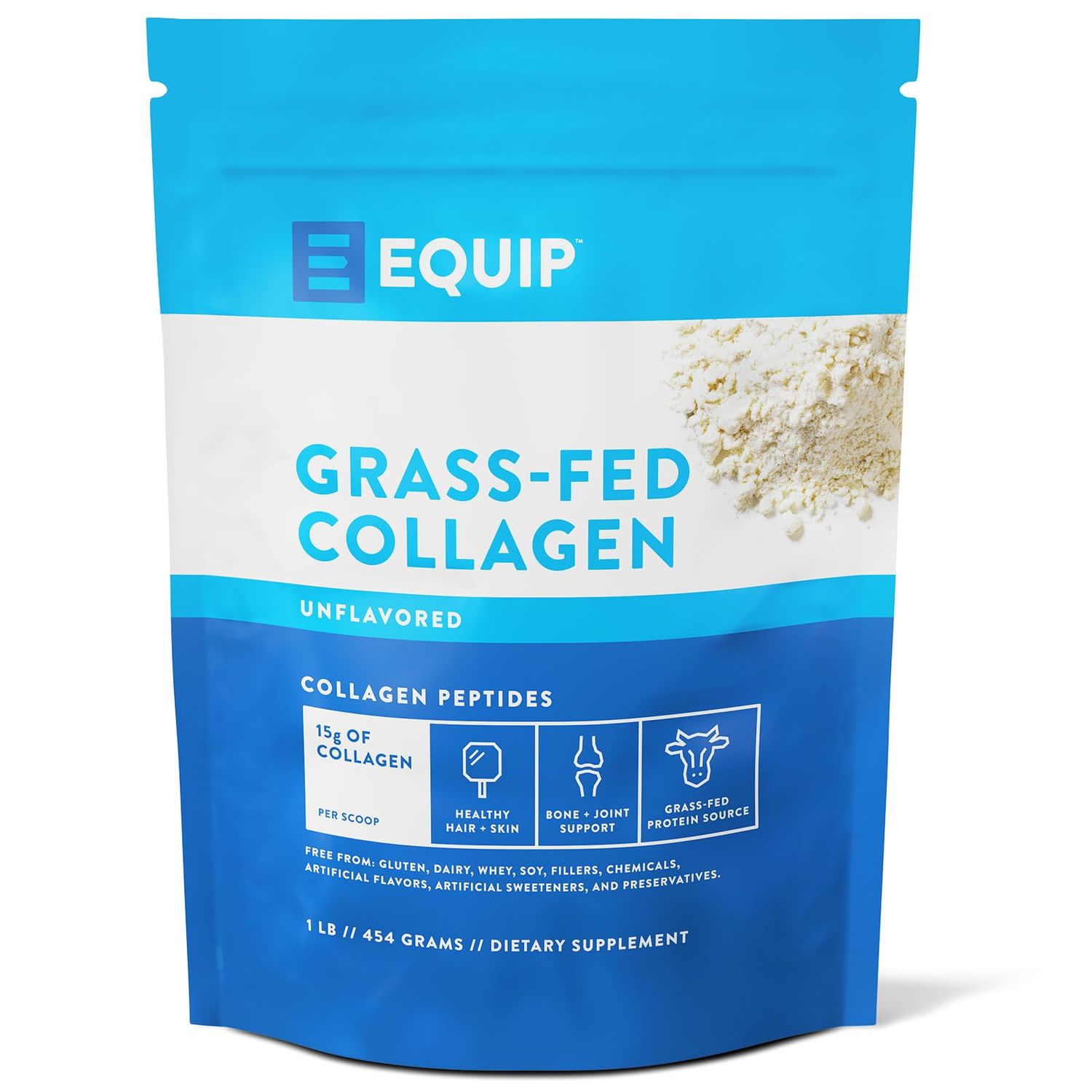 Equip Foods Grass Fed Collagen Powder  Hydrolyzed Bovine Collagen Peptides with Amino Acids  Prime Beef Collagen for Healthy Joints, Skin &amp; Nails  Non-GMO, Paleo Friendly  30 Servings, Unflavored