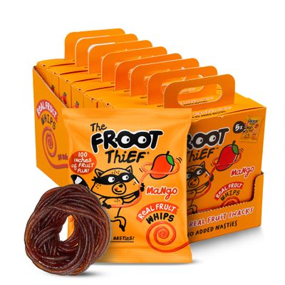 The FROOT Thief Real Fruit Snack Whips, Mango, Nut Free, Perfect for School Lunches and Snacks, Individual Bags Kids Snacks, 40 Pack