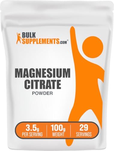 BulkSupplements.com Magnesium Citrate Powder - Magnesium 400mg Supplement, Easily Absorbable - Pure &amp; Gluten Free, 3.5g per Serving, 100g (3.5 oz) (Pack of 1)