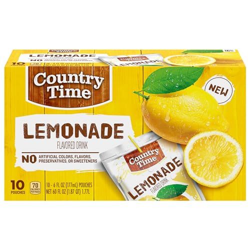 Country Time Lemonade Ready to Drink Flavored Drink Pouches, 10 ct Box, 6 fl oz Pouches