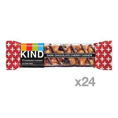 KIND Snack Bars, Dark Chocolate Cherry Cashew 4g Protein, Gluten Free Bars, 1.4 OZ, 24 Count