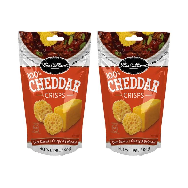 Mrs. Cubbison&#39;s Cheese Crisps - 100% Real Cheese, Keto Friendly, Great for Snacking and Salad Topper - Cheddar Flavor (1.98 Ounce (Pack of 2))