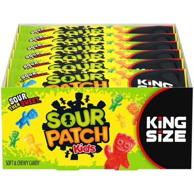 SOUR PATCH KIDS Soft &amp; Chewy Candy, King Size, Bulk Candy, 18 - 3.4 oz Bags