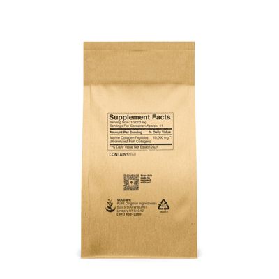 Pure Original Ingredients Marine Collagen Powder (1 lb) Natural &amp; Unflavored, Protein Peptides, Resealable Bag
