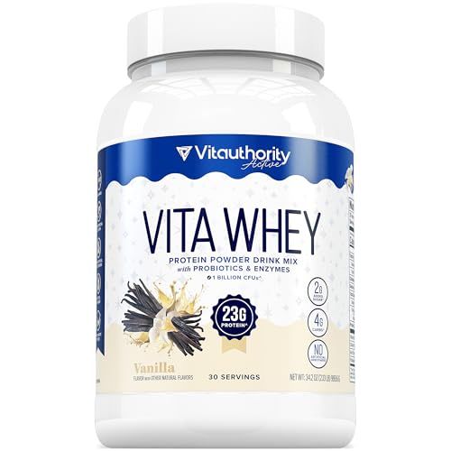 Vitauthority Whey Protein Powder for Women Whey Isolate Probiotics &amp; Enzymes Supports Digestion, Nutrient Absorption &amp; Energy Post-Workout &amp; Daily Nutrition Vanilla Flavored 30 Servings