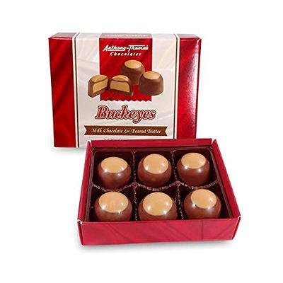 Anthony Thomas, Great Tasting Peanut Butter &amp; Milk Chocolate Buckeyes in Regular Box, Deliciously Delightful Snacks (6 Count)