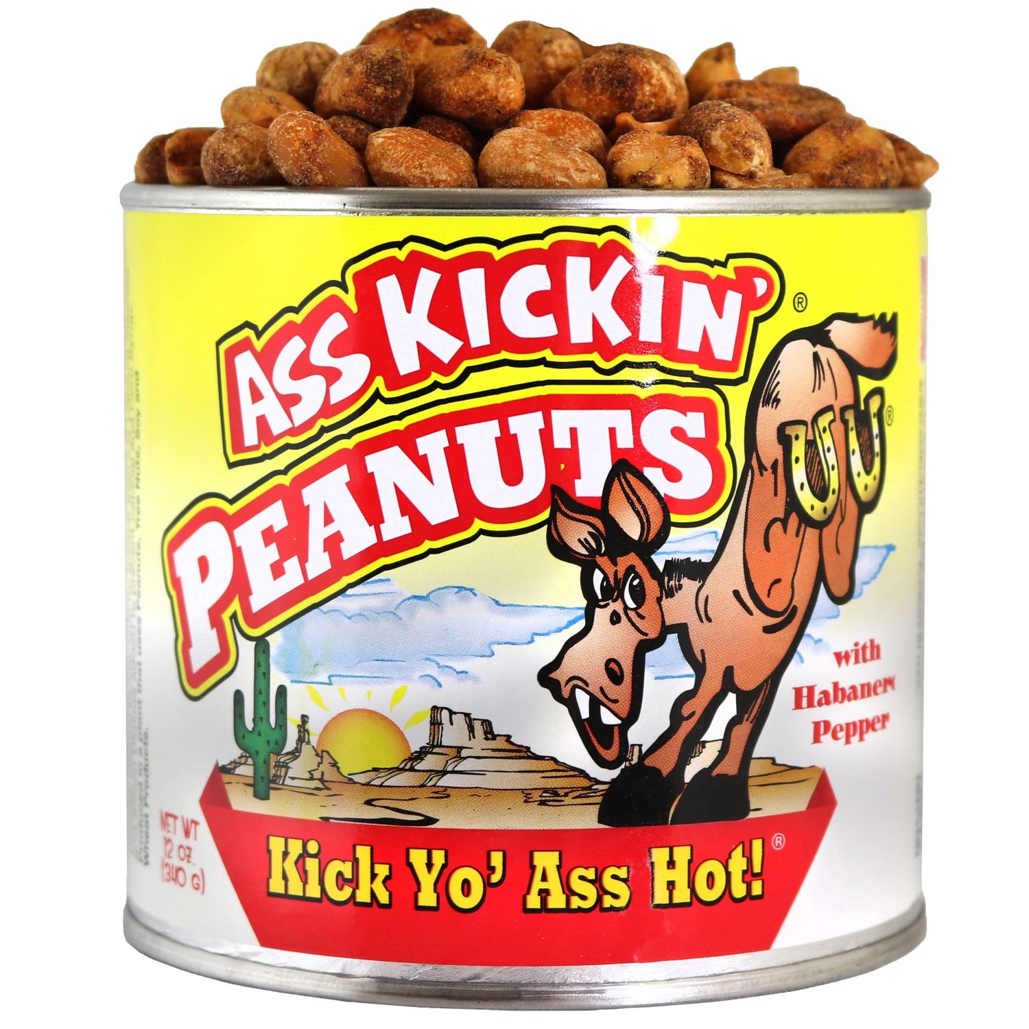 ASS KICKIN Habanero Pepper Spicy Hot Peanuts - 12oz - Perfect Premium Hot and Spicy Peanuts - Ultimate Spicy Snack Gourmet Gift Hottest Peanuts - Try if you dare!