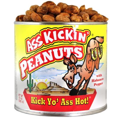 ASS KICKIN Habanero Pepper Spicy Hot Peanuts - 12oz - Perfect Premium Hot and Spicy Peanuts - Ultimate Spicy Snack Gourmet Gift Hottest Peanuts - Try if you dare!