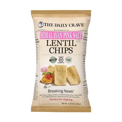 The Daily Crave Himalayan Pink Salt Lentil Chips, 4.25 Oz (Pack Of 8) 4 G Protein, Gluten-Free, Non-Gmo, Kosher, Crunchy