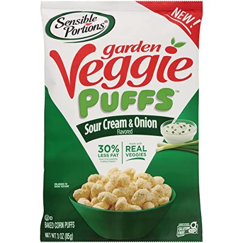 Sensible Portions Garden Veggie Sour Cream &amp; Onion Flavored Baked Corn Puffs, 3 oz (Pack of 6)