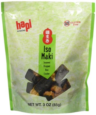 HAPI Gluten-Free Iso Maki Seaweed-Wrapped Rice Crackers, 3 Ounce (Pack of 12)