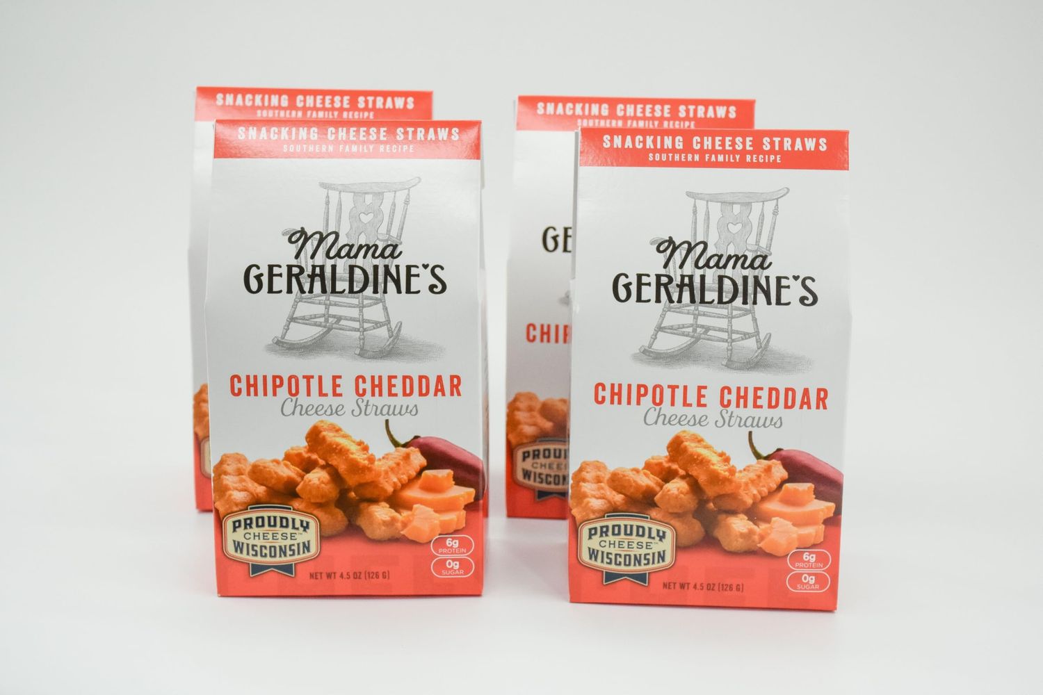 Mama Geraldine&#39;s Chipotle Cheese Straws - 4.5 oz Box (4 Pack) - Spicy &amp; Savory Baked Cheese Snacks