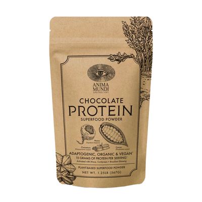 Anima Mundi Apothecary Chocolate Protein Superfood Powder - Organic Vegan Protein Powder - Nutrient-Dense Chocolate Plant Based Protein Blend with Adaptogens for Energy &amp; Strength (567g)