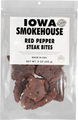 IOWA SMOKEHOUSE Steak Bites, Red Pepper - Tender Nugget Meat Snack - All Natural &amp; Gluten Free - 9g of Protein, All USA Beef - 8 Oz (resealable bag)