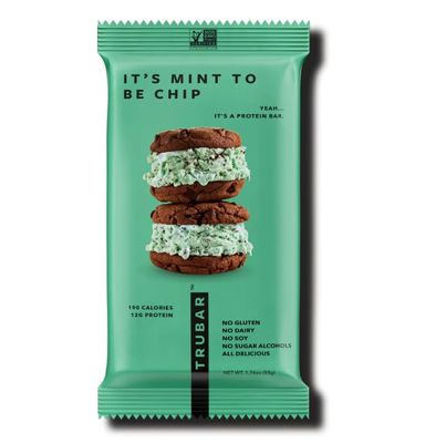 TruBar Plant-Based Protein Bar, It&#39;s Mint To Be Chip, Vegan Friendly, Kosher, Gluten Free &amp; Non-GMO, 1.76 Ounce (Pack of 12)