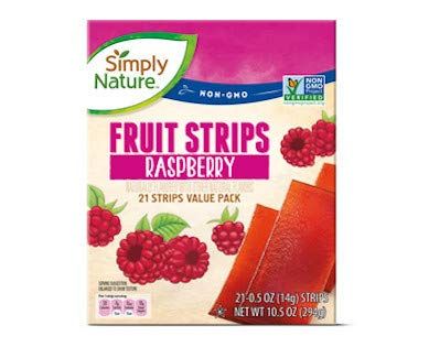 Simply Nature NON-GMO Fruit Strips Raspberry 21 Strips Value Pack