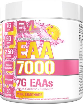 Evlution Nutrition EAA7000 - Pre &amp; Post Workout Powder - Muscle Building  Recovery Supplement - 7g Essential Amino Acids  5g BCAAs - Endurance  Energy Support - 30 Servings - Pink Lemonade