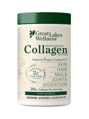Great Lakes Wellness Collagen Peptides Powder for Skin, Hair, Nails, Joints &amp; Digestion - Unflavored - Quick Dissolve Hydrolyzed, Non-GMO, Keto, Kosher - 10 oz