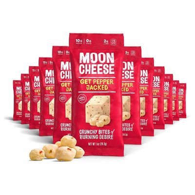Moon Cheese Bites, Get Pepper Jacked, 1-Ounce 12-Pack, 100% Real Cheese Snack, Protein, Keto, After-School or Lunch Snack
