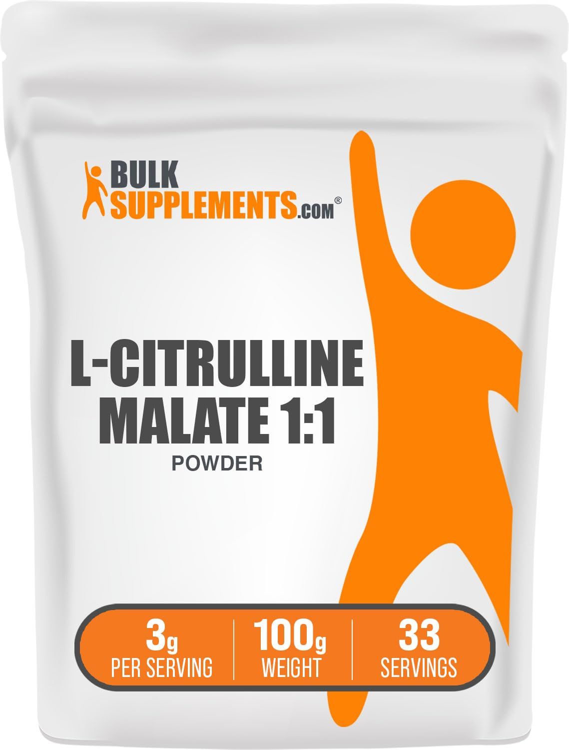 BulkSupplements.com L-Citrulline Malate 1:1 Powder - Citrulline Powder, Amino Acid Supplement - Unflavored &amp; Gluten Free - 3g per Servings, 100g (3.5 oz) (Pack of 1)