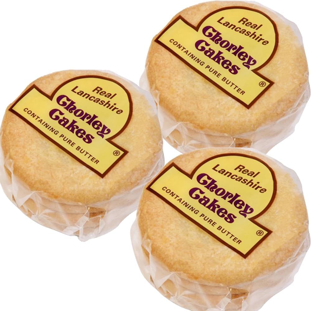 Real Lancashire Chorley Cakes  Flatter Pastry Filled with Pure Butter &amp; Dried Currants  Traditional &amp; Delicious British Pie  Perfect Tea Time Snack  9.17 Oz  4 Cakes (Pack of 3)
