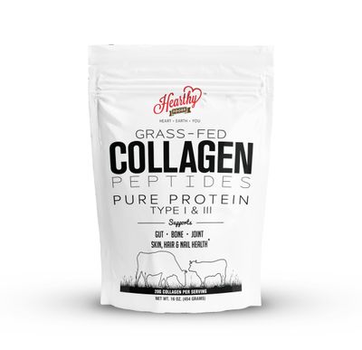 HEARTHY FOODS Collagen Powder - 18g Protein - Pure Halal Collagen Peptides Grass Fed Organic Hydrolyzed Powder  Type I and III Unflavoured Keto Friendly Gluten Free No Sugar Non GMO 16 Oz