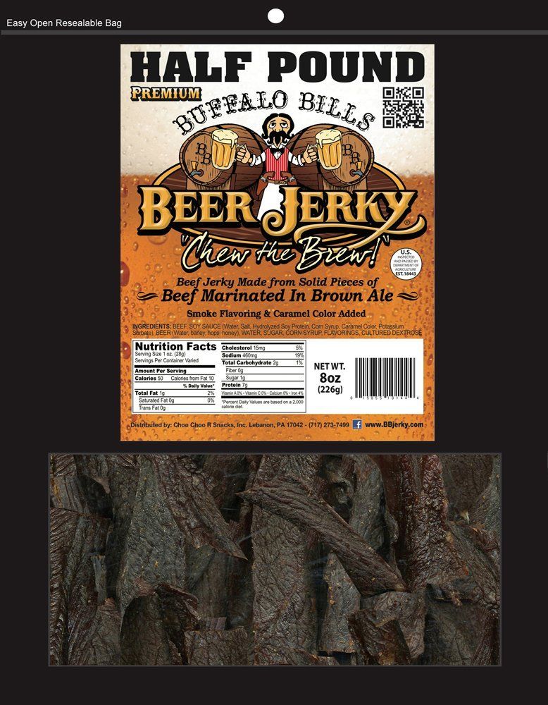 Buffalo Bills 8oz Premium Beer Jerky Pieces (beef jerky marinated in Honey Brown Ale)