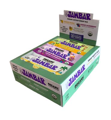 JAMBAR Organic Artisan Energy Bar (Vegan Variety Pack -12 Pack)