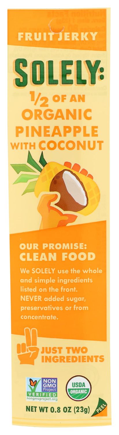 Solely 1/2 of an Organic Pineapple with Coconut Fruit Jerky, Just 2 Ingredients, No Preservatives, No Added Sugar, Kosher, USDA Certified Organic, Non-GMO, 0.8 Ounce (Pack of 12)