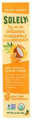 Solely 1/2 of an Organic Pineapple with Coconut Fruit Jerky, Just 2 Ingredients, No Preservatives, No Added Sugar, Kosher, USDA Certified Organic, Non-GMO, 0.8 Ounce (Pack of 12)