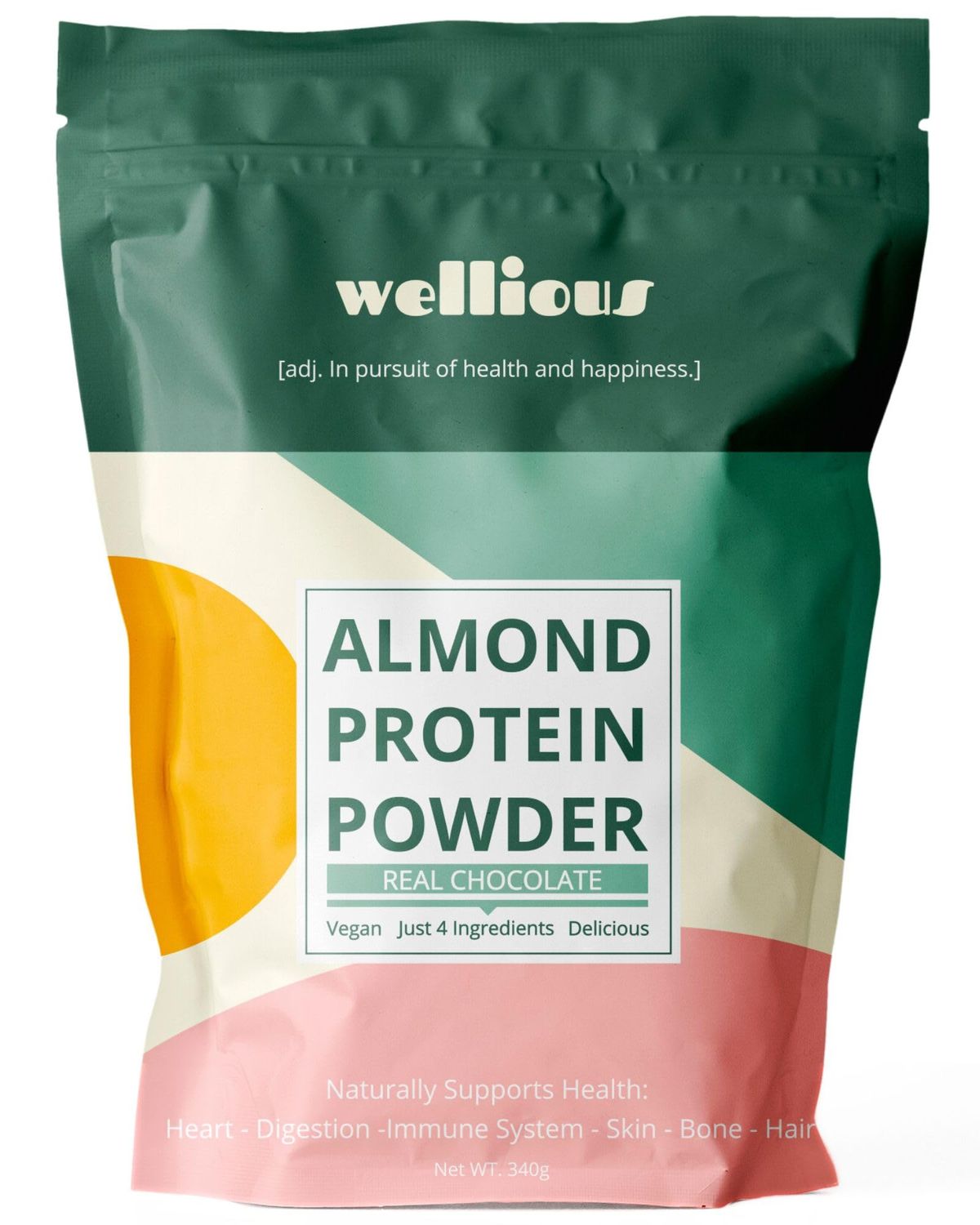 wellious Clean Vegan Protein Powder Chocolate - Plant Based Protein Powder Dairy Free for Gut Health, No Sodium, High Fiber, Keto Friendly, Non Dairy, Lactose Free