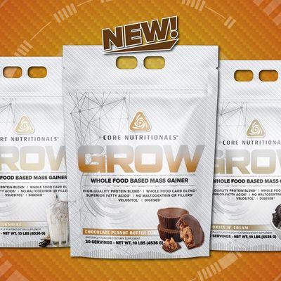 Core Nutritionals Grow Whole Food Based Mass Gainer, 50G Protein, 880 Calories, 10 lbs (Chocolate Peanut Butter)