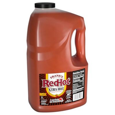 Frank&#39;s RedHot Xtra Hot Cayenne Pepper Hot Sauce, 1 gal - One Gallon of Extra Hot Cayenne Pepper Hot Sauce with 3x the Heat, Best for Wings, Pizza, Sides, Snacks, Bar Bites and More