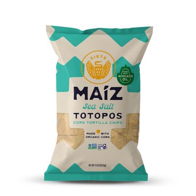 Siete Maiz Totopos Corn Tortilla Chips  Sea Salt  Gluten Free Chip  Vegan Snacks  Non GMO &amp; Organic Corn Chip  Made with Avocado Oil  Preservative Free  7.5 Oz. Bag (Pack of 6)