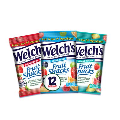 Welchs Fruit Snacks, Variety Pack With Mixed Fruit, Strawberry &amp; Island Fruits, Gluten Free, Bulk Pack, 5oz (Pack of 12)