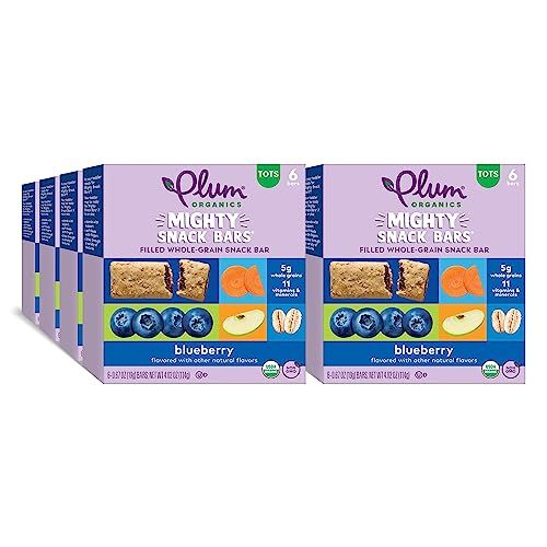 Plum Organics Mighty Snack Bars - Blueberry - 0.67 oz Bars (Pack of 48) - Organic Fruit and Vegetable Toddler Food Snack Bars