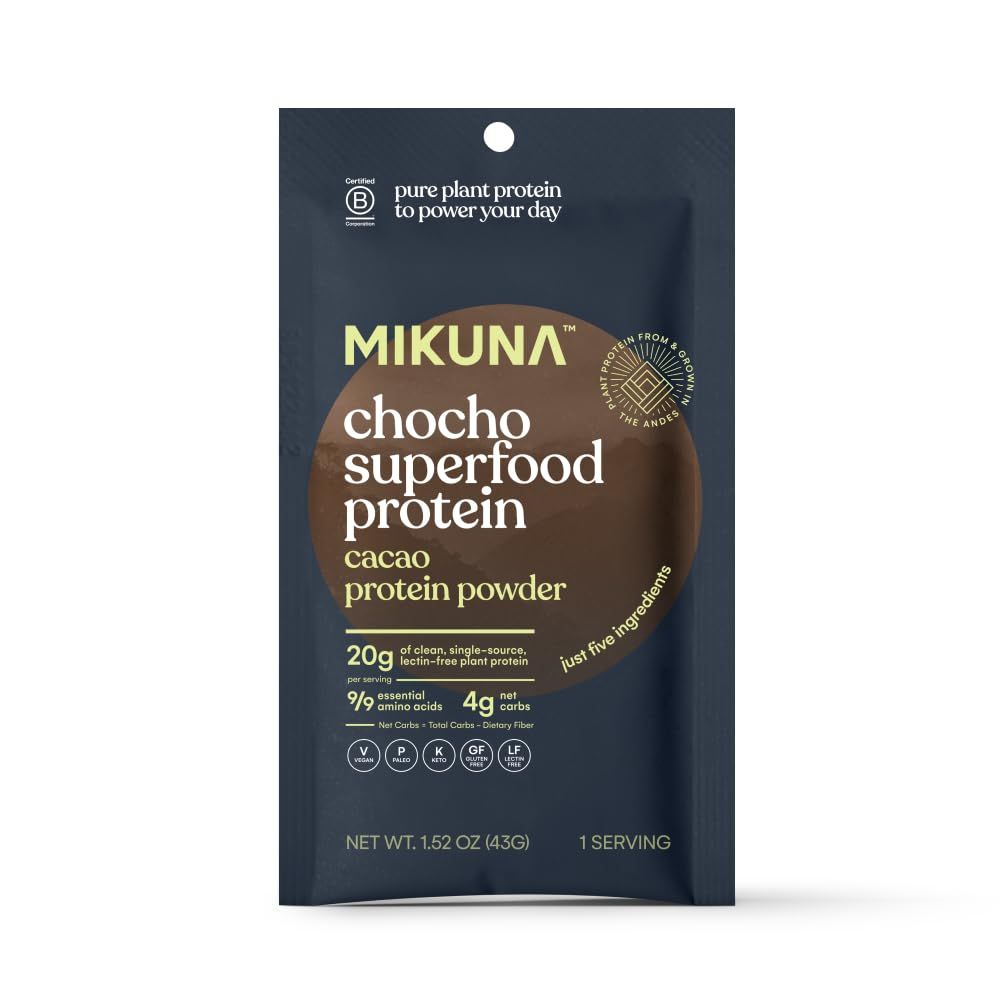 Mikuna Vegan Protein Powder (Cacao, 8 Servings) - Plant Based Chocho Superfood Protein - Dairy Free Protein Powder Packed with Vitamins, Minerals &amp; Fiber - Gluten, Keto &amp; Lectin-Free