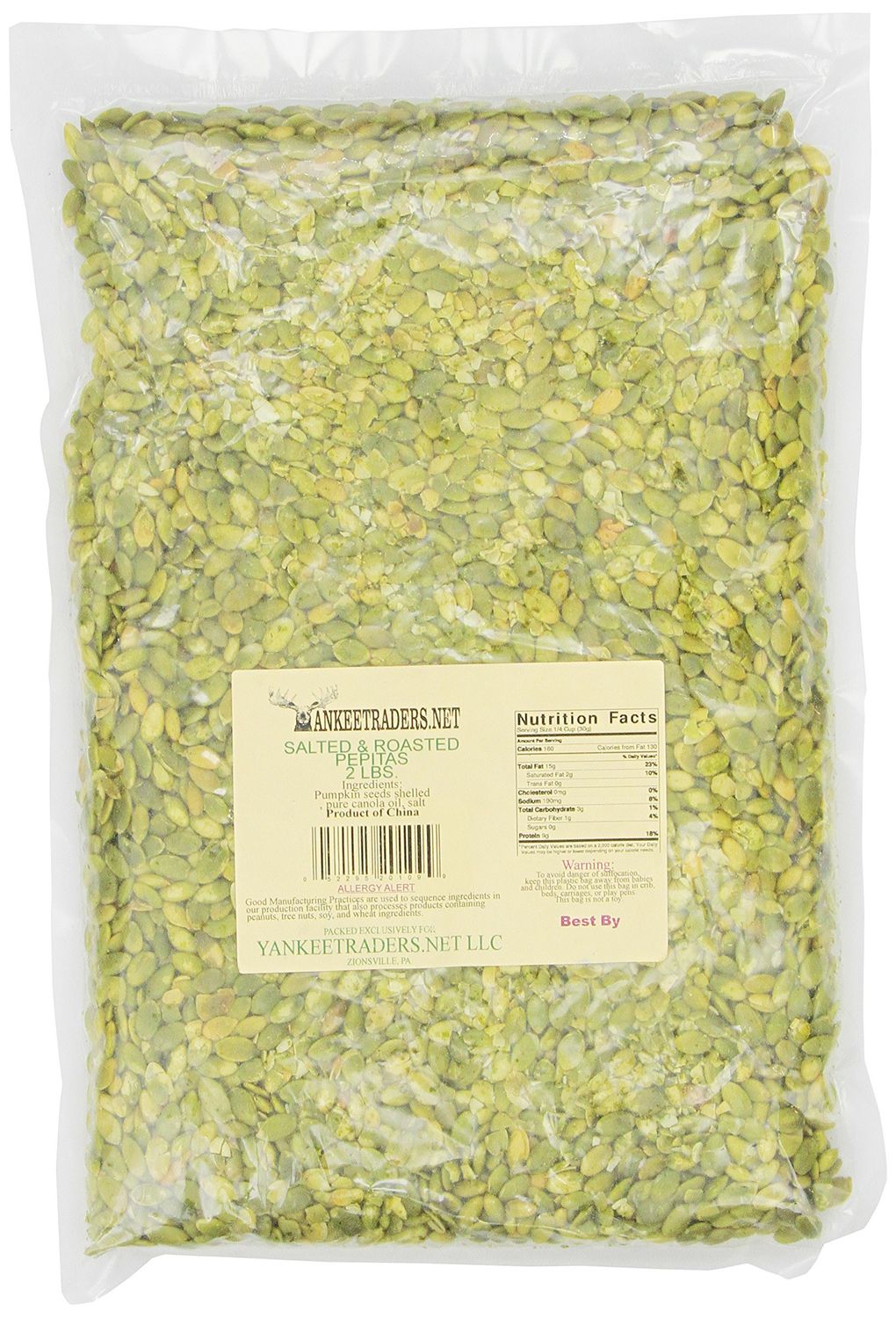 YANKEETRADERS Pepita/Pumpkin Seeds, Roasted &amp; Salted, 2 Lb
